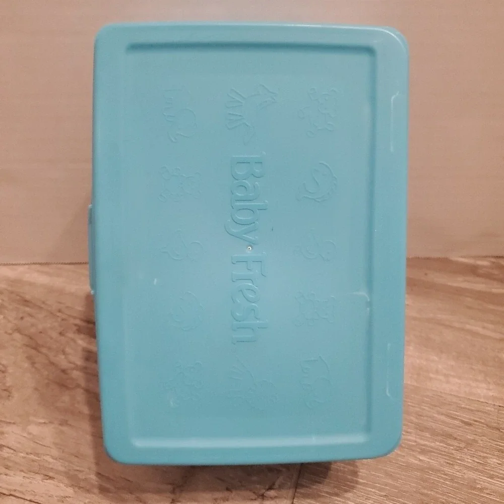 Pampers Vintage Baby Wipes Container Baby Fresh Blue Empty Movie prop